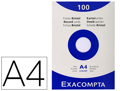 100 fichas Exacompta lisas A4 205  g/m²